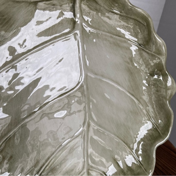 Green Cabbage Leaf Plate Made In Italy 9604/24 Ceramic Plant Shape Plate - Picture 3 of 16